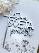 Srebreni topper za tortu - prva pričest