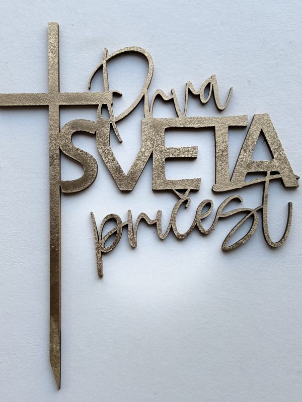Zlatni topper za tortu - prva pričest