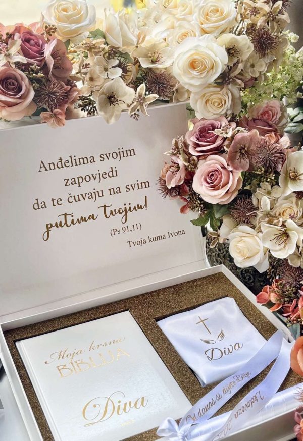 Kutija uspomena s krštenja - velika, personalizirana, kožna - Slika 6