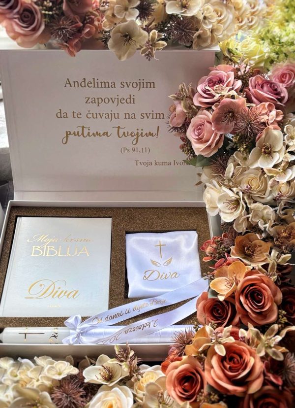 Kutija uspomena s krštenja - velika, personalizirana, kožna - Slika 3