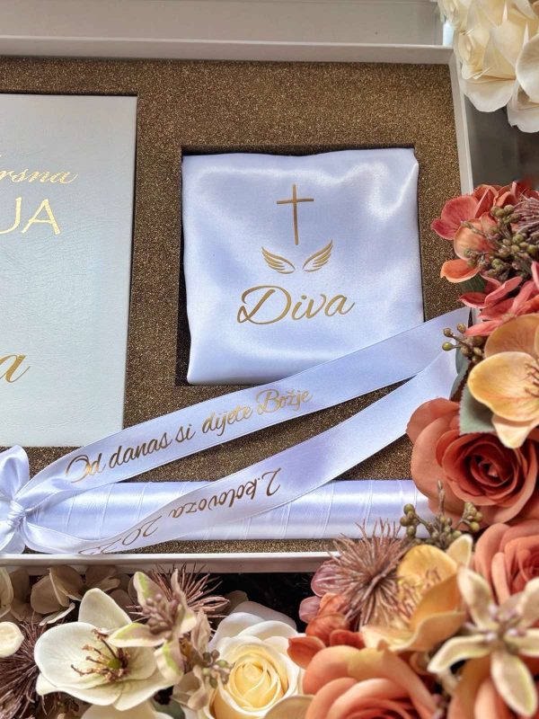 Kutija uspomena s krštenja - velika, personalizirana, kožna - Slika 2